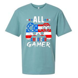 All American Gamer 4Th Of July Gaming Lovers Patriotic Sueded Cloud Jersey T-Shirt