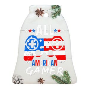 All American Gamer 4Th Of July Gaming Lovers Patriotic Ceramic Bell Ornament