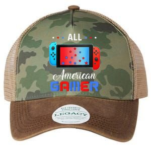 All American Gamer Funny 4th Of July Usa Flag Legacy Tie Dye Trucker Hat