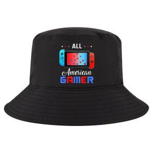 All American Gamer Funny 4th Of July Usa Flag Cool Comfort Performance Bucket Hat