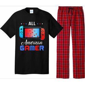 All American Gamer Funny 4th Of July Usa Flag Pajama Set