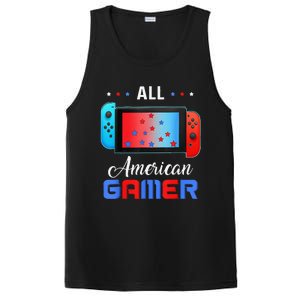 All American Gamer Funny 4th Of July Usa Flag PosiCharge Competitor Tank