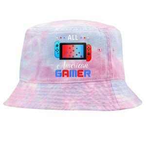 All American Gamer Funny 4th Of July Usa Flag Tie-Dyed Bucket Hat