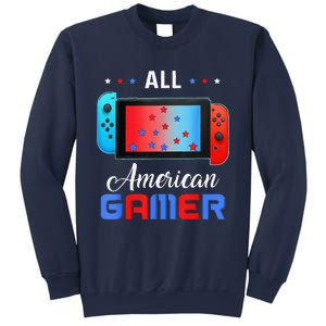 All American Gamer Funny 4th Of July Usa Flag Sweatshirt