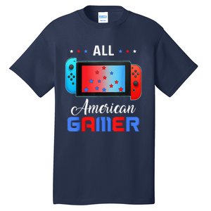 All American Gamer Funny 4th Of July Usa Flag Tall T-Shirt