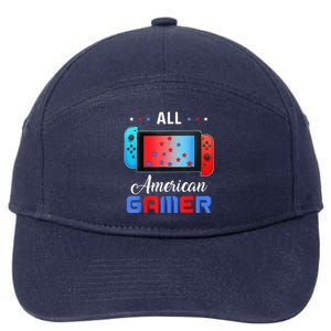 All American Gamer Funny 4th Of July Usa Flag 7-Panel Snapback Hat