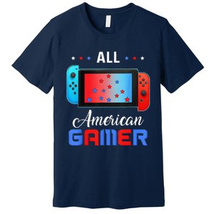 All American Gamer Funny 4th Of July Usa Flag Premium T-Shirt