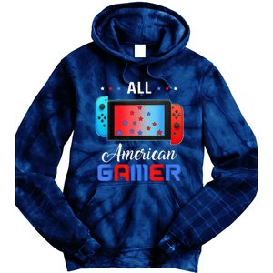 All American Gamer Funny 4th Of July Usa Flag Tie Dye Hoodie