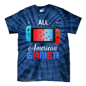 All American Gamer Funny 4th Of July Usa Flag Tie-Dye T-Shirt