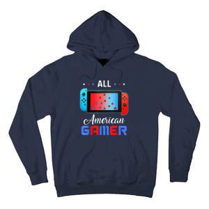 All American Gamer Funny 4th Of July Usa Flag Tall Hoodie