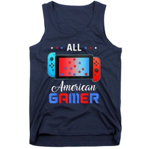 All American Gamer Funny 4th Of July Usa Flag Tank Top