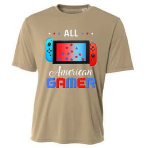 All American Gamer Funny 4th Of July Usa Flag Cooling Performance Crew T-Shirt