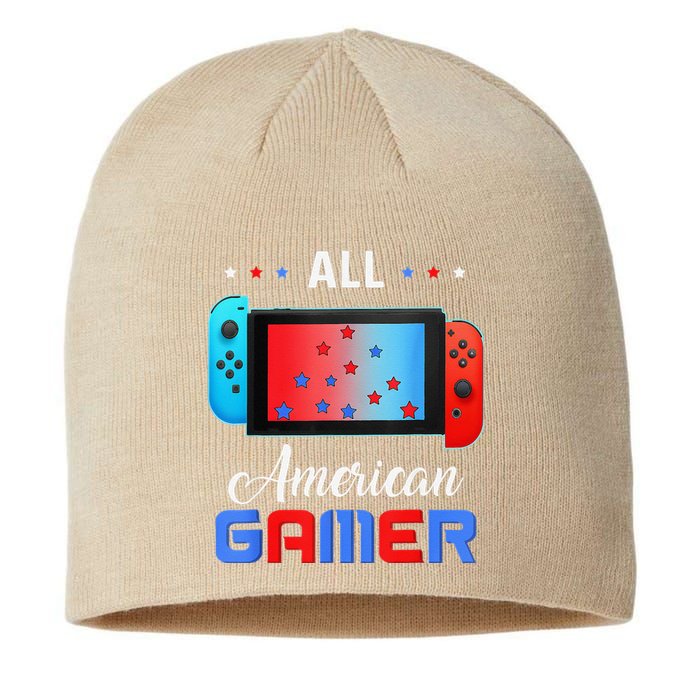 All American Gamer Funny 4th Of July Usa Flag Sustainable Beanie