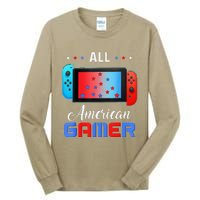 All American Gamer Funny 4th Of July Usa Flag Tall Long Sleeve T-Shirt