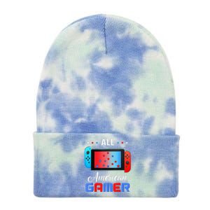 All American Gamer Funny 4th Of July Usa Flag Tie Dye 12in Knit Beanie