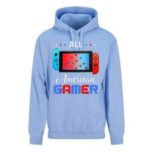 All American Gamer Funny 4th Of July Usa Flag Unisex Surf Hoodie