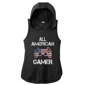 All American Gamer 4th Of July Video Games Ladies PosiCharge Tri-Blend Wicking Draft Hoodie Tank