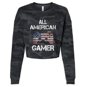 All American Gamer 4th Of July Video Games Cropped Pullover Crew