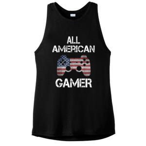 All American Gamer 4th Of July Video Games Ladies PosiCharge Tri-Blend Wicking Tank