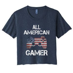 All American Gamer 4th Of July Video Games Women's Crop Top Tee