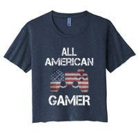 All American Gamer 4th Of July Video Games Women's Crop Top Tee