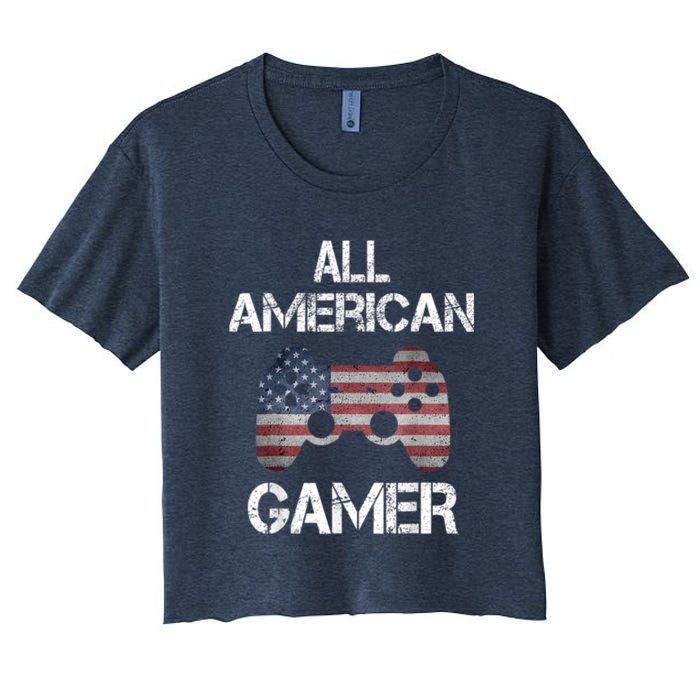 All American Gamer 4th Of July Video Games Women's Crop Top Tee