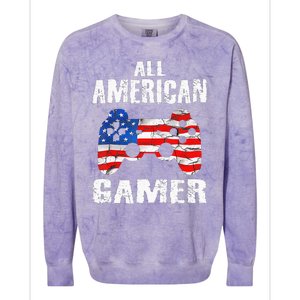 All American Gamer 4Th Of July Video Games Colorblast Crewneck Sweatshirt