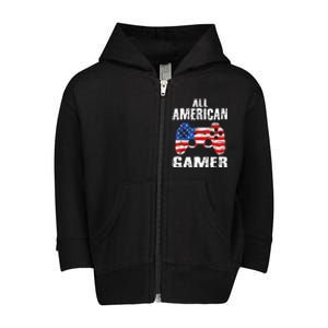 All American Gamer 4Th Of July Video Games Toddler Zip Fleece Hoodie