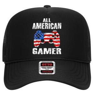 All American Gamer 4Th Of July Video Games High Crown Mesh Back Trucker Hat