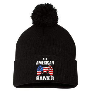 All American Gamer 4Th Of July Video Games Pom Pom 12in Knit Beanie