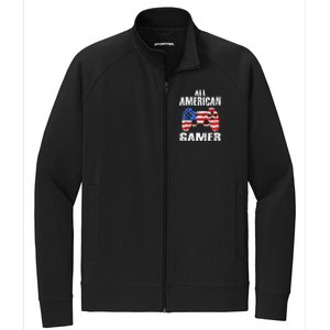 All American Gamer 4Th Of July Video Games Stretch Full-Zip Cadet Jacket