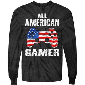 All American Gamer 4Th Of July Video Games Tie-Dye Long Sleeve Shirt