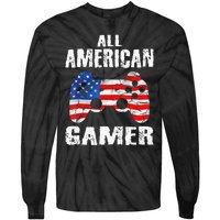 All American Gamer 4Th Of July Video Games Tie-Dye Long Sleeve Shirt