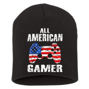 All American Gamer 4Th Of July Video Games Short Acrylic Beanie