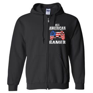 All American Gamer 4Th Of July Video Games Full Zip Hoodie