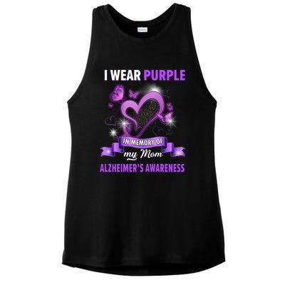 Alzheimer's Awareness Gift I Wear Purple In Memory Of My Mom Cute Gift Ladies PosiCharge Tri-Blend Wicking Tank