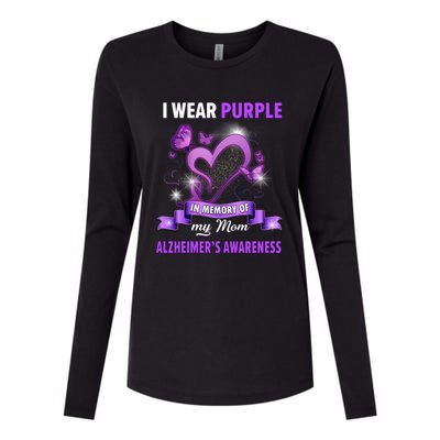 Alzheimer's Awareness Gift I Wear Purple In Memory Of My Mom Cute Gift Womens Cotton Relaxed Long Sleeve T-Shirt