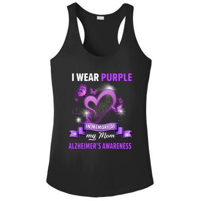 Alzheimer's Awareness Gift I Wear Purple In Memory Of My Mom Cute Gift Ladies PosiCharge Competitor Racerback Tank