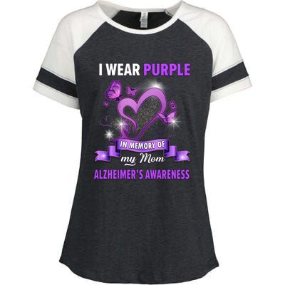 Alzheimer's Awareness Gift I Wear Purple In Memory Of My Mom Cute Gift Enza Ladies Jersey Colorblock Tee