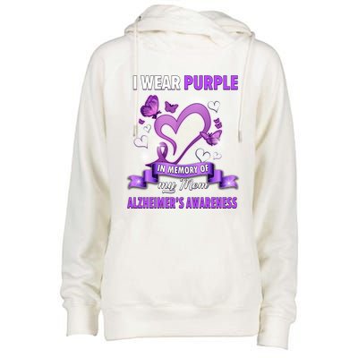 Alzheimer's Awareness Gift I Wear Purple In Memory Of My Mom Cute Gift Womens Funnel Neck Pullover Hood