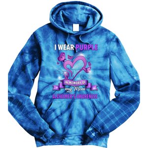 Alzheimer's Awareness Gift I Wear Purple In Memory Of My Mom Cute Gift Tie Dye Hoodie