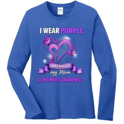 Alzheimer's Awareness Gift I Wear Purple In Memory Of My Mom Cute Gift Ladies Long Sleeve Shirt