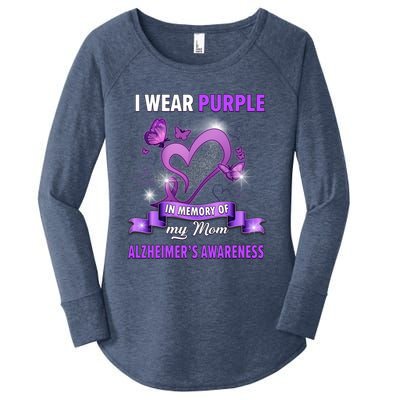 Alzheimer's Awareness Gift I Wear Purple In Memory Of My Mom Cute Gift Women's Perfect Tri Tunic Long Sleeve Shirt