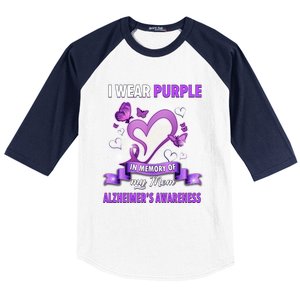 Alzheimer's Awareness Gift I Wear Purple In Memory Of My Mom Cute Gift Baseball Sleeve Shirt