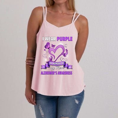 Alzheimer's Awareness Gift I Wear Purple In Memory Of My Mom Cute Gift Women's Strappy Tank