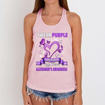 Alzheimer's Awareness Gift I Wear Purple In Memory Of My Mom Cute Gift Women's Knotted Racerback Tank