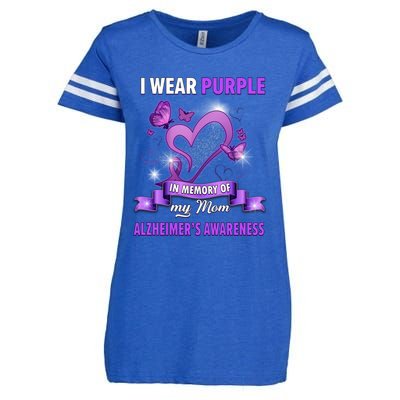 Alzheimer's Awareness Gift I Wear Purple In Memory Of My Mom Cute Gift Enza Ladies Jersey Football T-Shirt