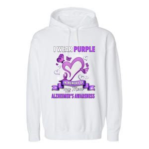 Alzheimer's Awareness Gift I Wear Purple In Memory Of My Mom Cute Gift Garment-Dyed Fleece Hoodie