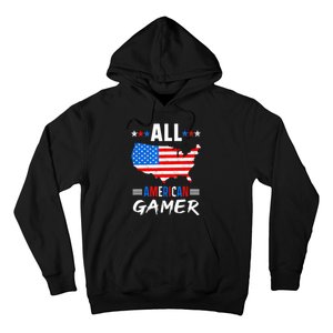 All American Gamer Fourth Of July Usa Map Us Flag Patriotic Hoodie