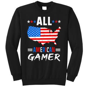 All American Gamer Fourth Of July Usa Map Us Flag Patriotic Sweatshirt